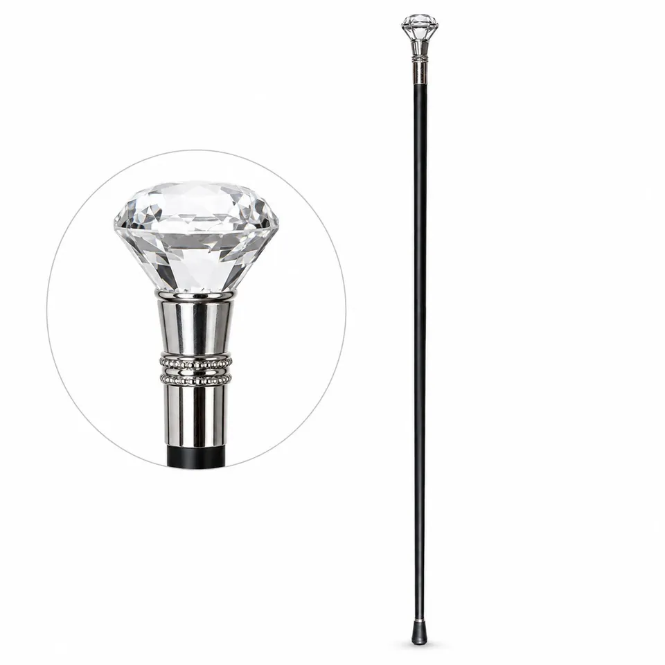 das-kost-mland-diamond-gehstock-silberknauf-93-cm-schwarz image 1