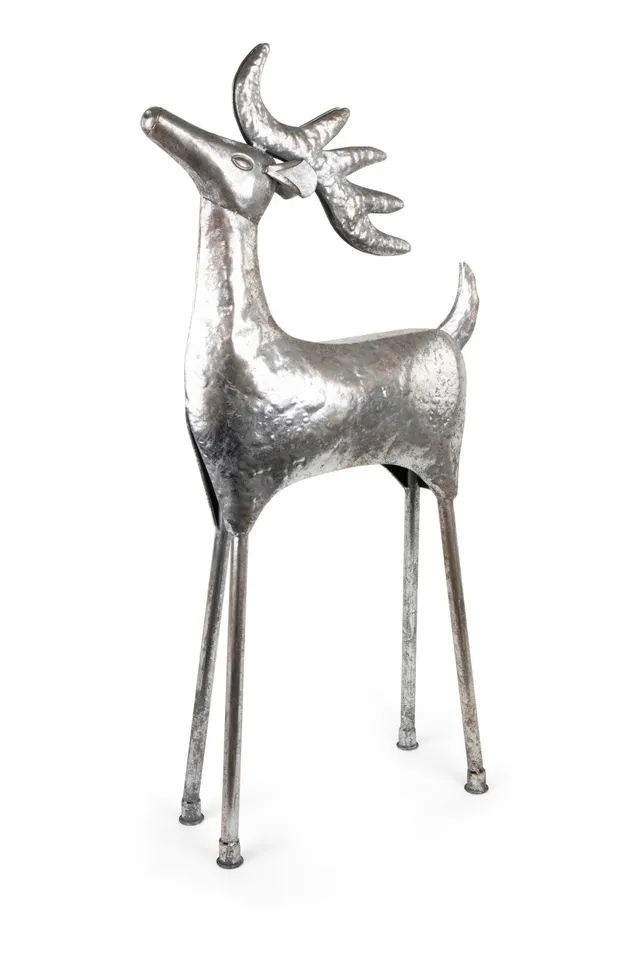riffelmacher-deko-hirsch-stehend-silber-antik-metall-89-cm image 1