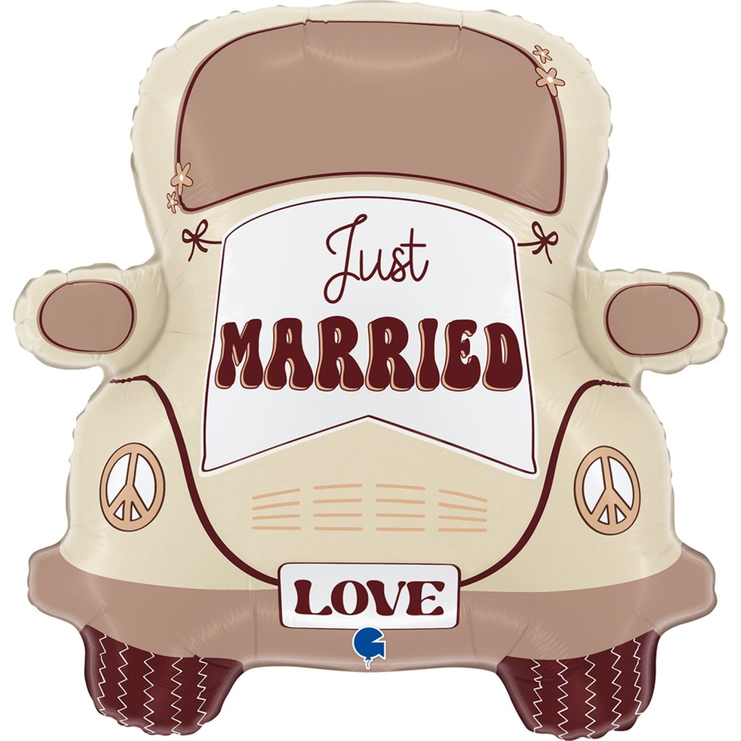 das-kost-mland-hippie-auto-just-married-folienballon-66-cm image 1