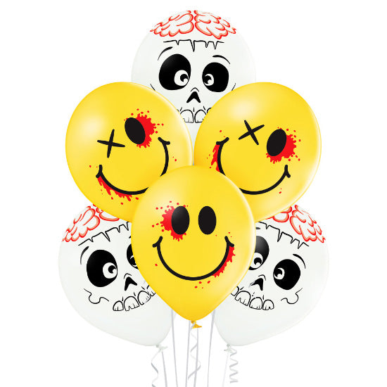 das-kost-mland-cute-and-creepy-luftballons-6er-mix-wei-gelb image 1
