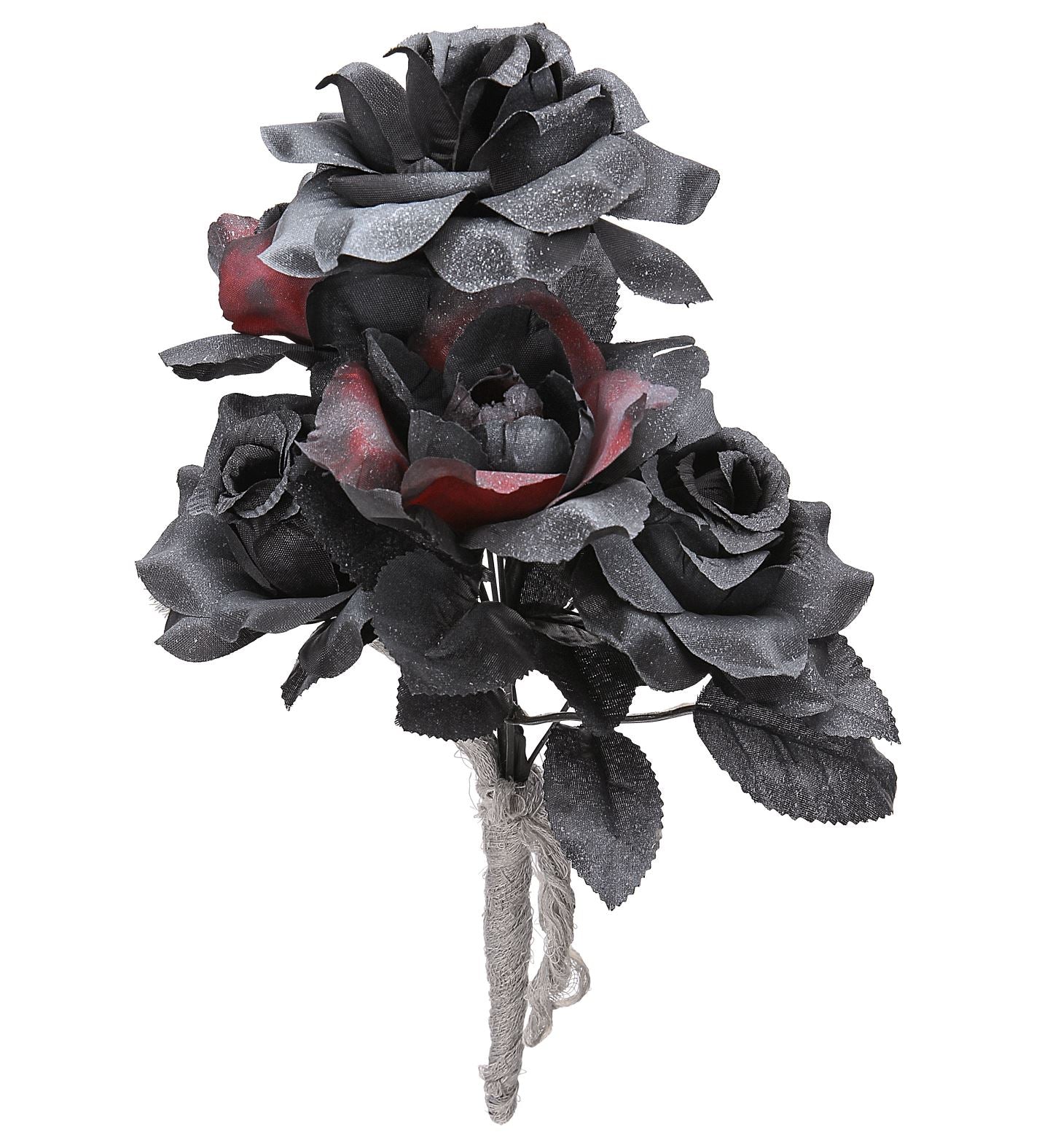 halloween-brautstrau-rosen-schwarz-rot-deko image 1