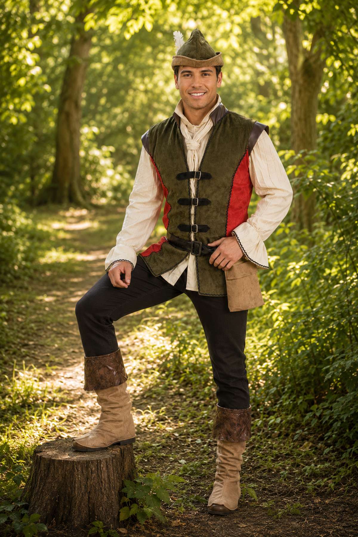 das-kost-mland-herren-robin-hood-kost-m-gr-n-rot-film-party image 2