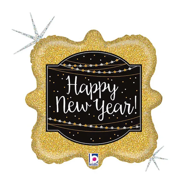 das-kost-mland-new-year-folienballon-holo-gold-schwarz-46cm image 1