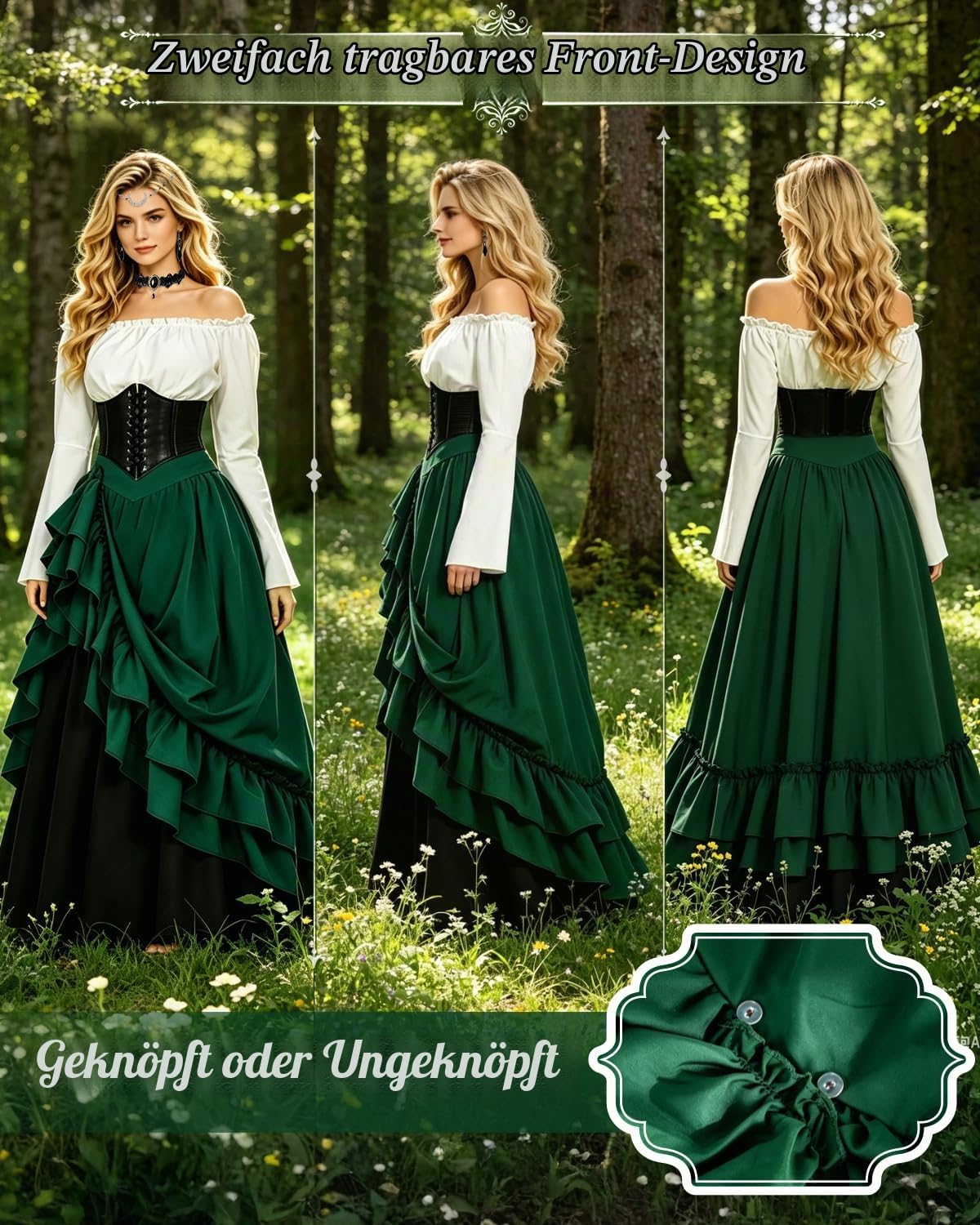 heitoyi-mittelalter-kost-m-damen-gr-n-xl-mit-g-rtel image 3