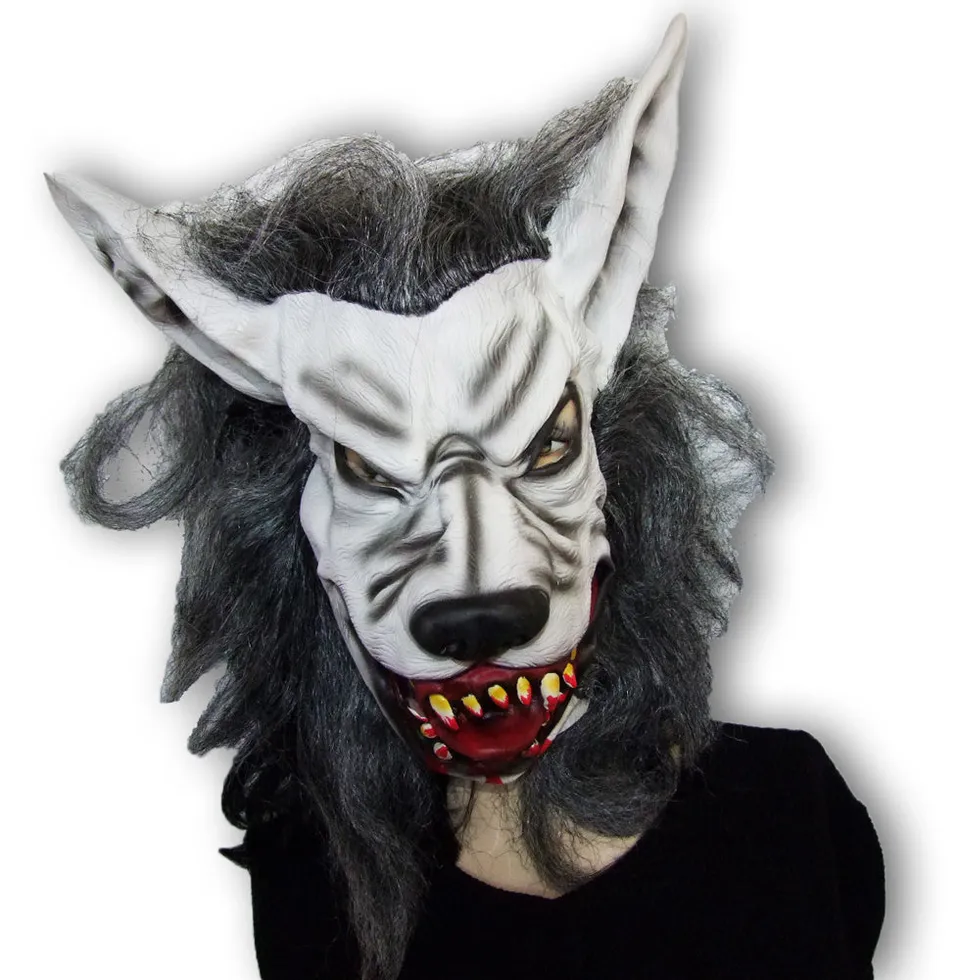 das-kost-mland-grauer-werwolf-maske-latex-mit-fell image 1