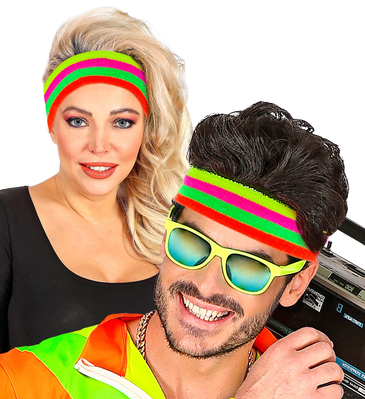 das-kost-mland-neon-stirnband-mehrfarbig-80er-disco image 2