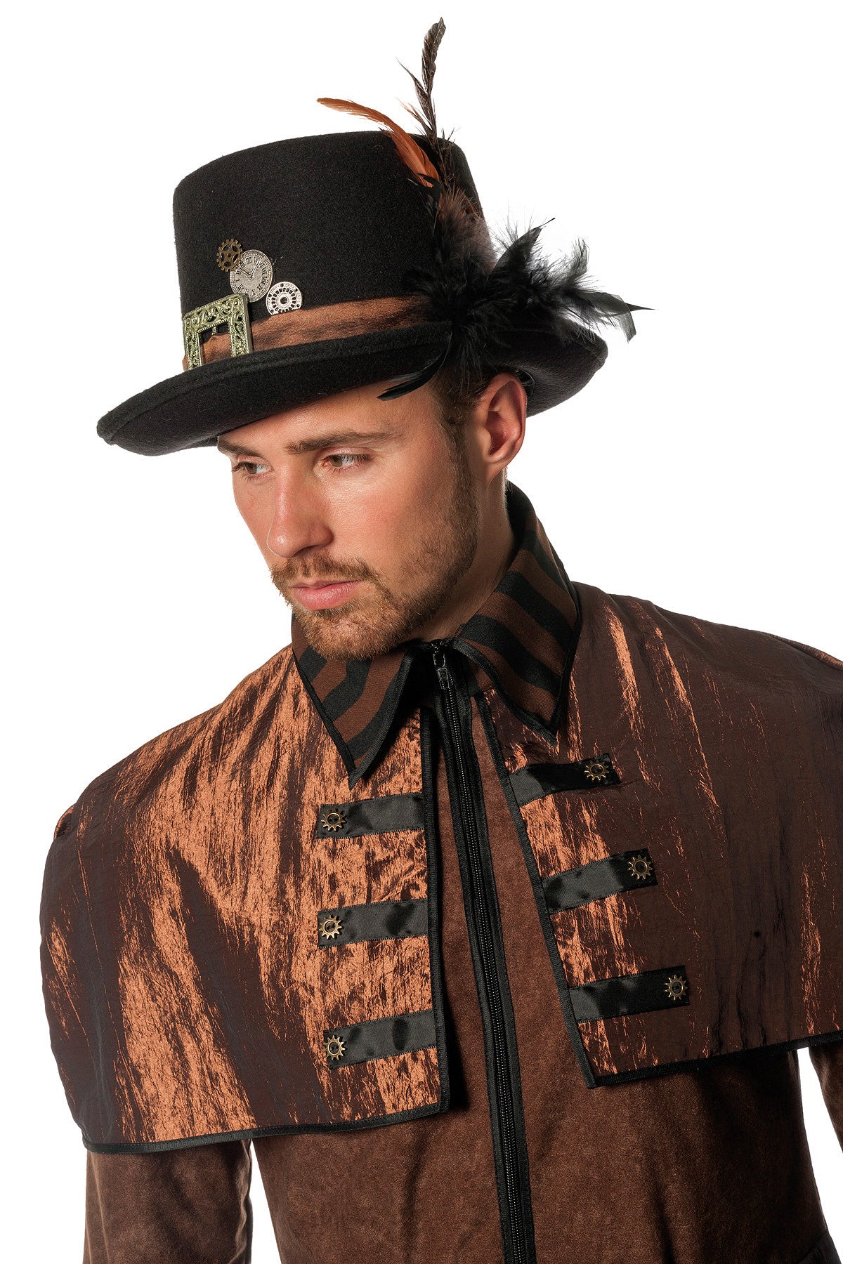 das-kost-mland-accessoires-steampunk-zylinder-schwarz-federn-hut image 2