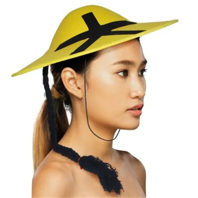 das-kost-mland-accessoires-hut-china-mit-zopf-gelb image 1