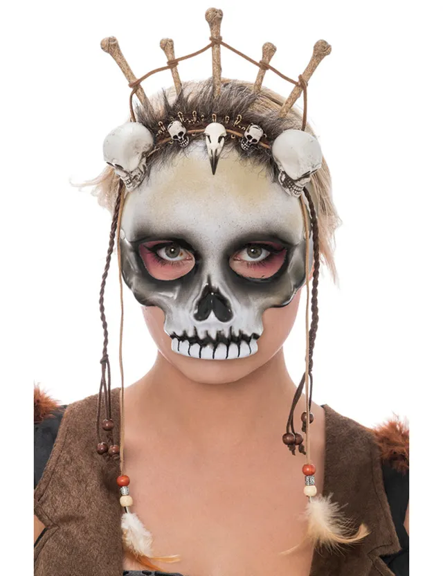 das-kost-mland-accessoires-halloween-maske-voodoo-totenkopf image 1