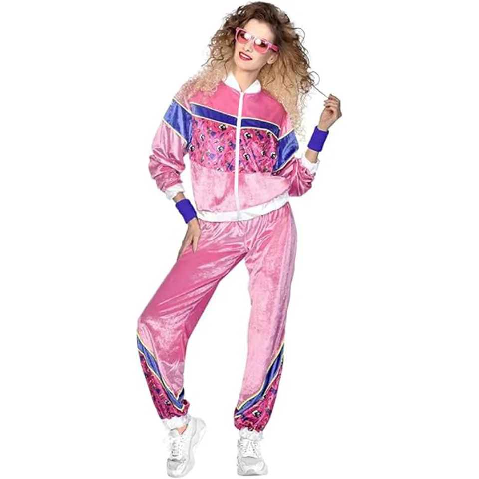 das-kost-mland-80er-party-trainingsanzug-velours-rosa-gr-l image 1