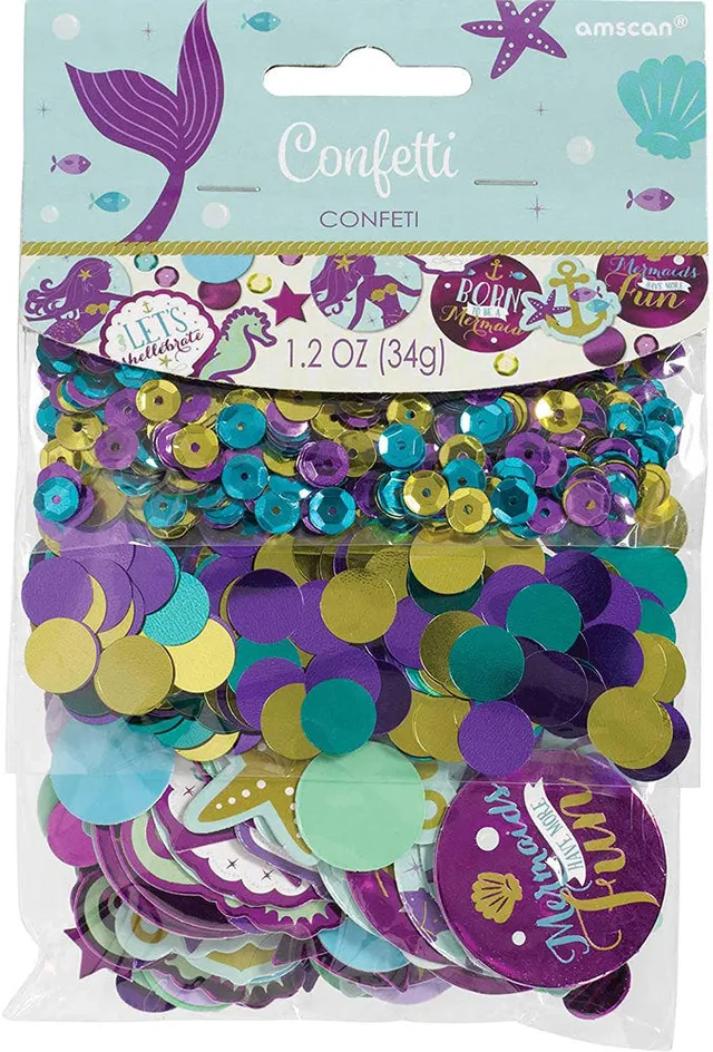 amscan-mermaid-wishes-konfetti-34-g-meerjungfrau-lila-gr-n image 1