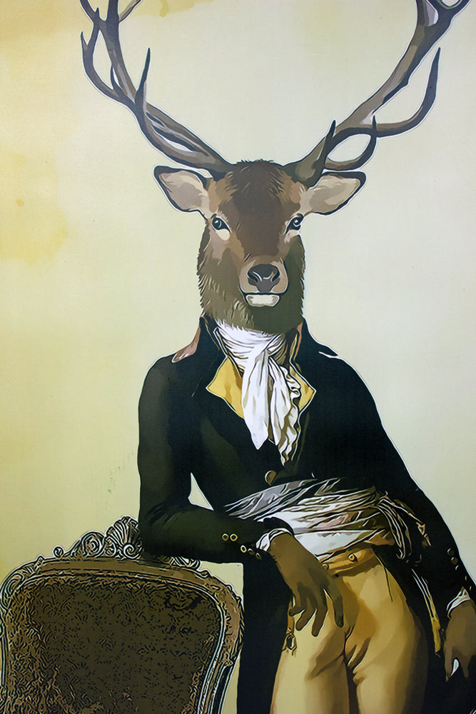 das-kost-mland-sir-hirsch-wandbild-60x80-cm-vintage-holzrahmen image 3