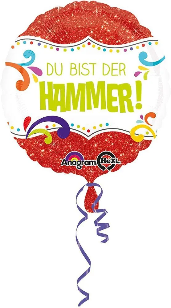 das-kost-mland-dekorationen-folienballon-du-bist-der-hammer-bunt-43cm image 1