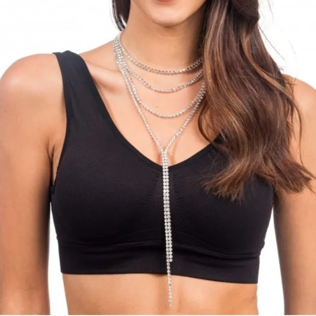 festival-halskette-strass-silber-collier-schmuck image 1
