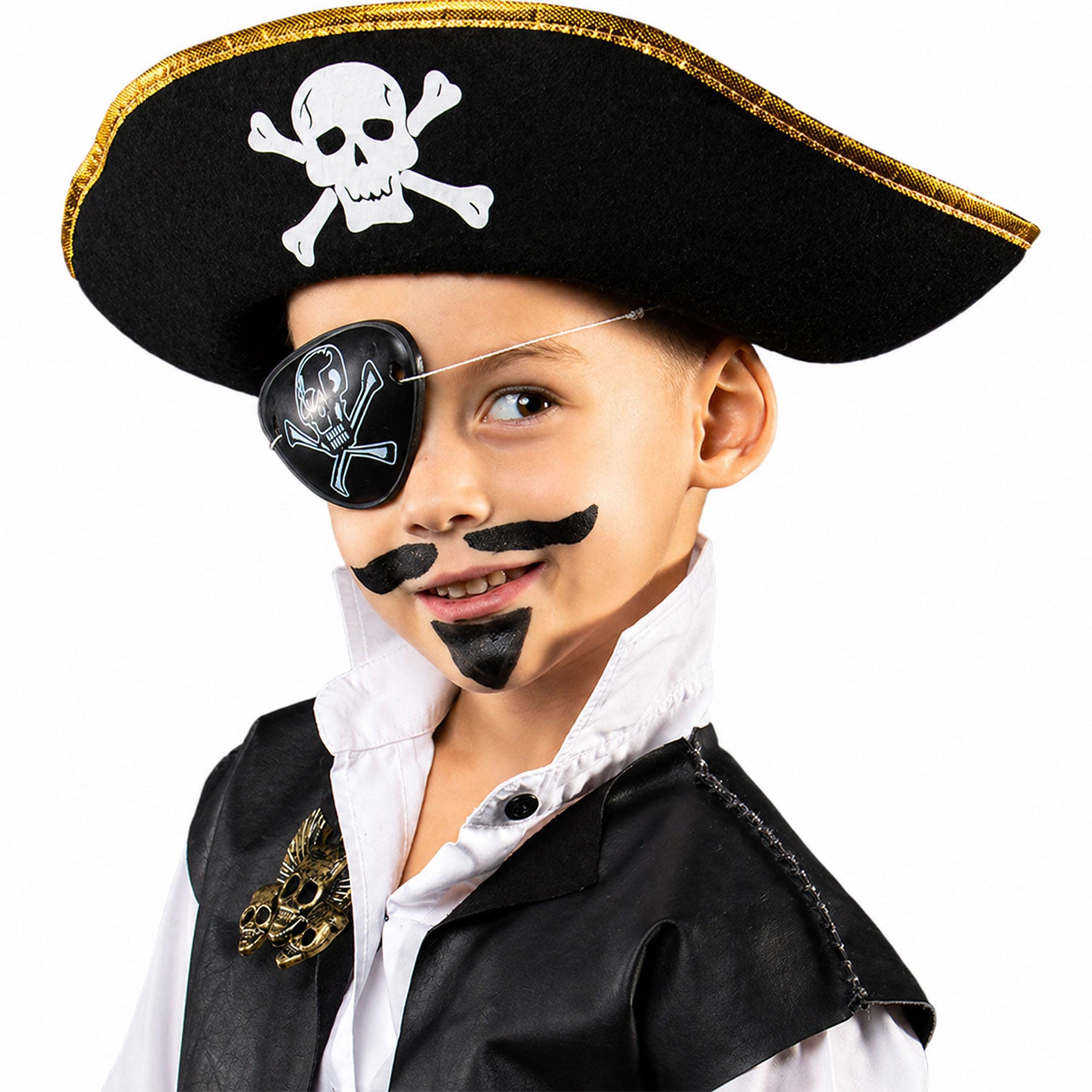 das-kost-mland-piratenhut-totenkopf-kinder-schwarz-gold-1er-set image 7