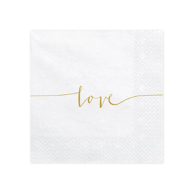 das-kost-mland-love-servietten-wei-gold-33x33cm-20-stk image 1