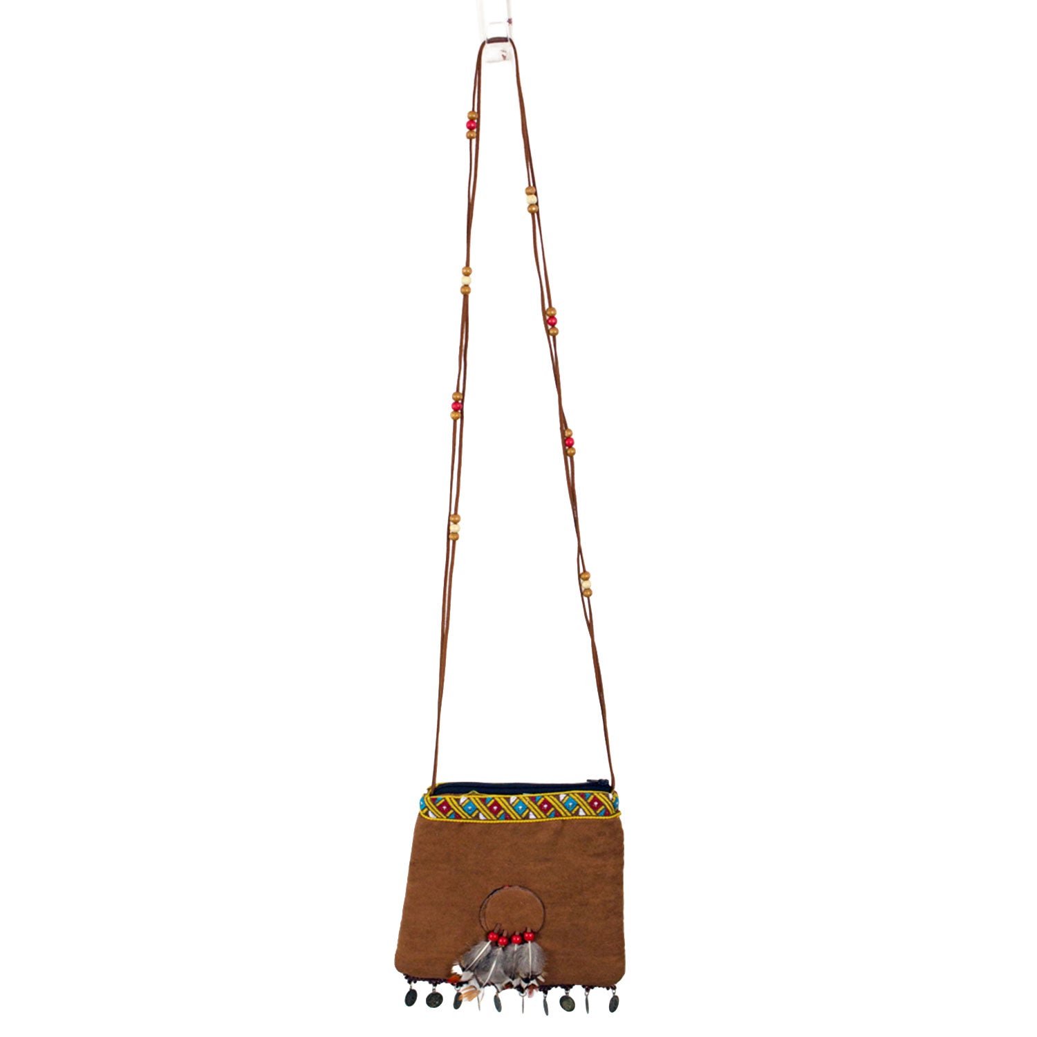 das-kost-mland-accessoires-hippie-umh-ngetasche-braun-federn image 5
