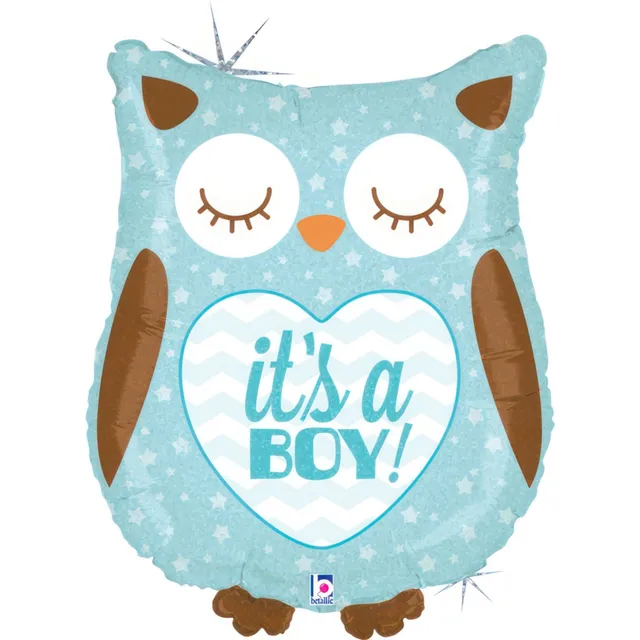 das-kost-mland-shape-folienballon-eule-it-s-a-boy-66cm image 1
