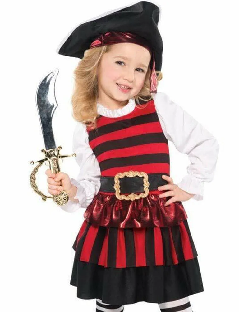 das-kost-mland-piraten-kost-m-m-dchen-kleid-hut-4-6-jahre image 1