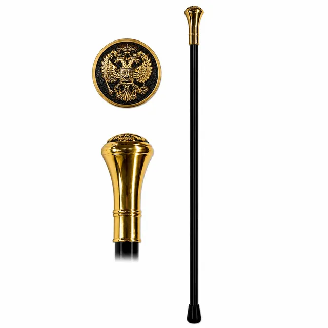 das-kost-mland-gehstock-goldknauf-adler-metall-schwarz-gold-93cm image 1