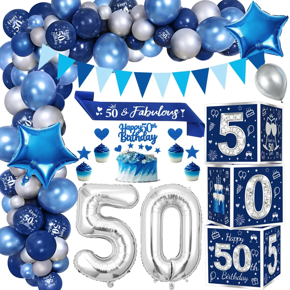 heitoyi-party-supplies-50-geburtstag-deko-blau-silber-set image 1