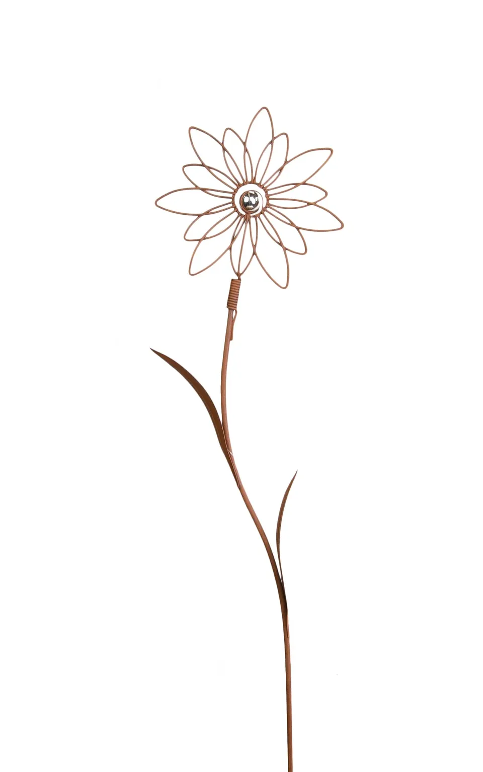 riffelmacher-blumenstecker-silber-kugel-90cm-rostfarben image 1