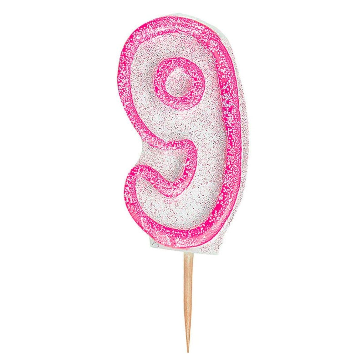 das-kost-mland-zahlenkerze-glitz-9-pink-tortenkerze image 1
