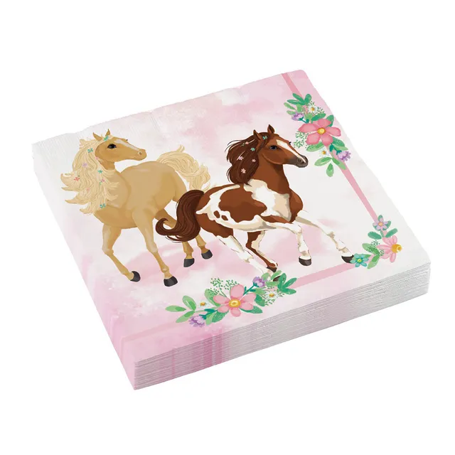 beautiful-horses-servietten-33x33cm-rosa-20-st-ck-pferde image 1