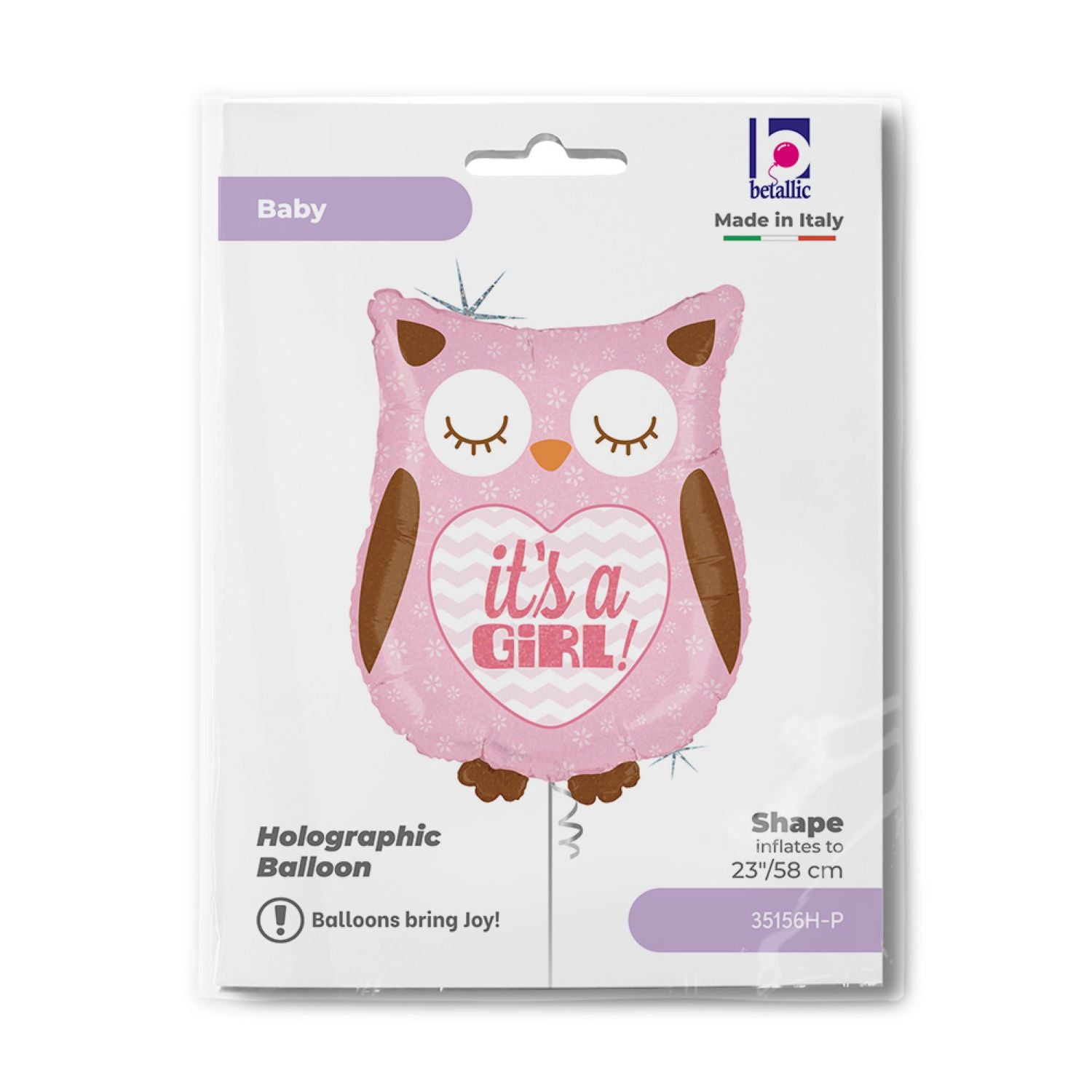 shape-folienballon-eule-it-s-a-girl-66-cm-holografisch image 2