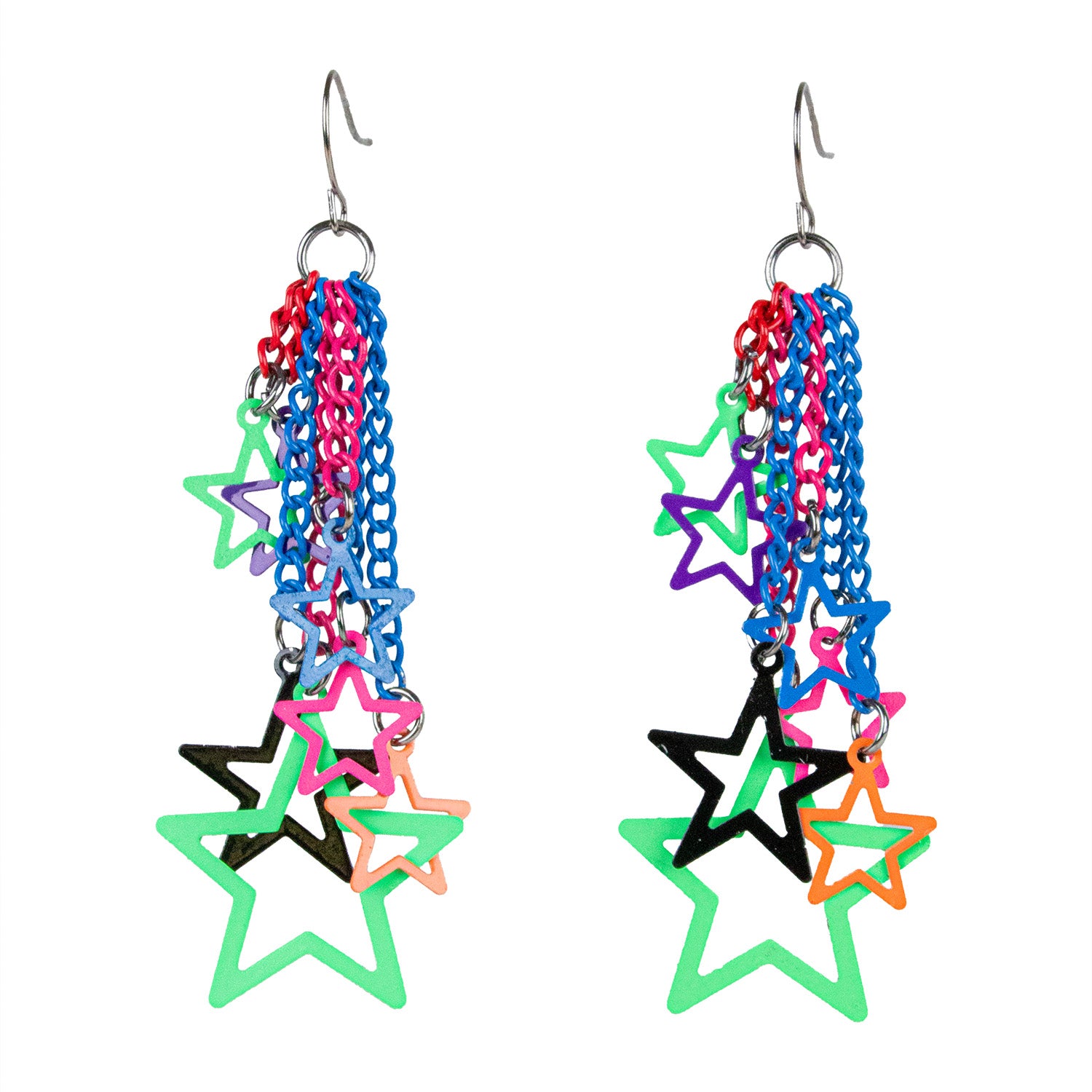 sternen-ohrringe-disco-party-kost-m-bunt-haken image 1