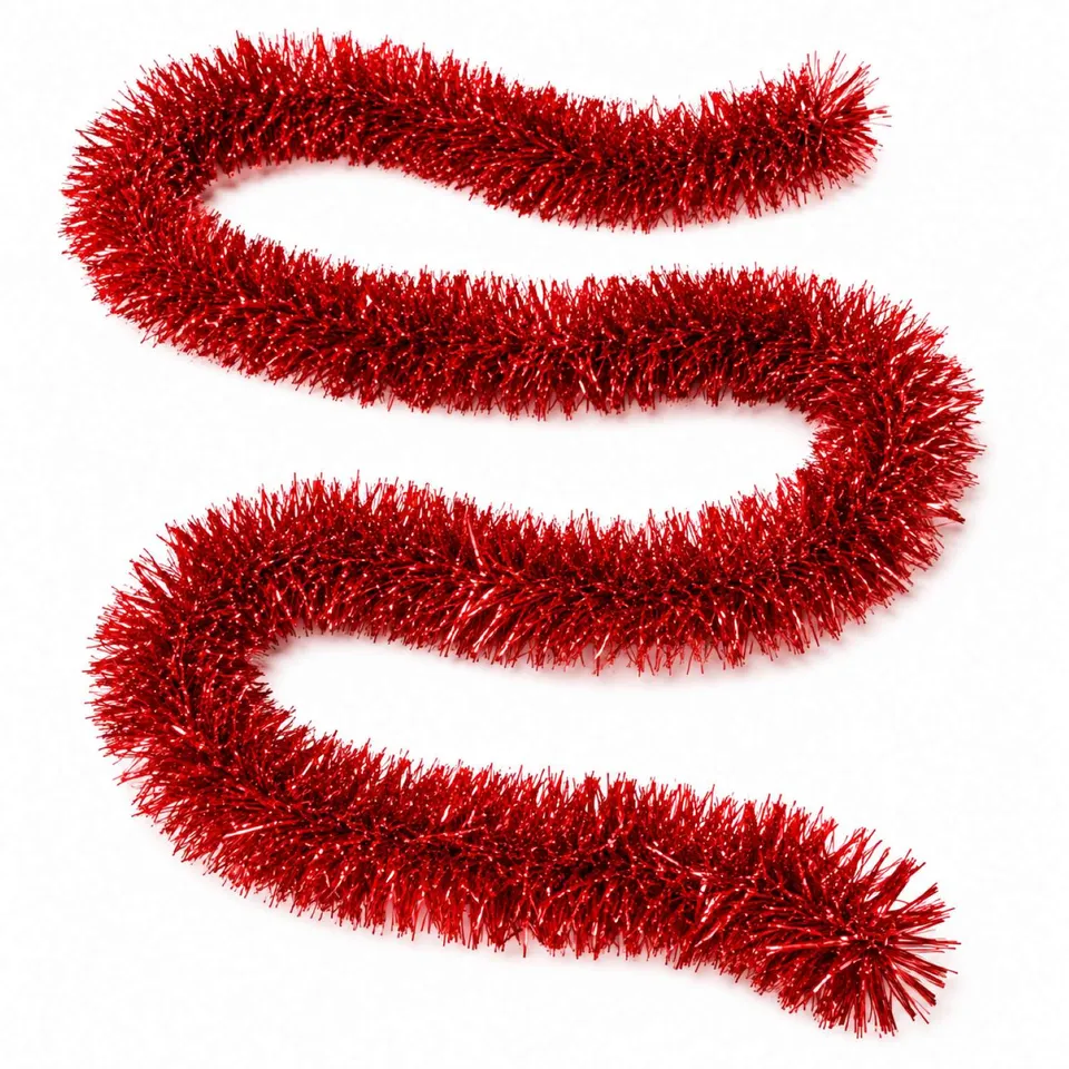 das-kost-mland-dekorationen-weihnachtsgirlande-lametta-rot-4m image 1
