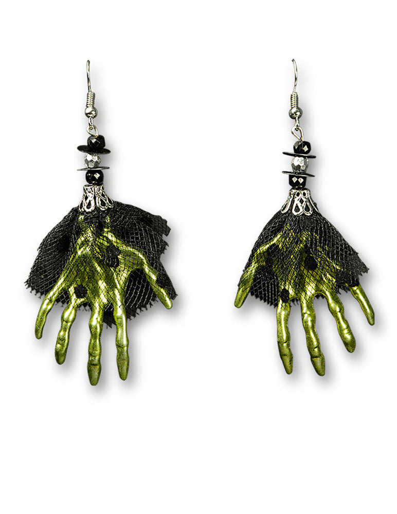 das-kost-mland-accessoires-ohrringe-gr-ne-skeletth-nde-halloween image 1