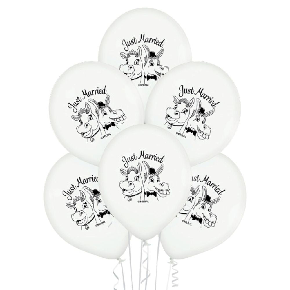 das-kost-mland-dekorationen-just-married-luftballon-30cm-6-stk-wei image 1