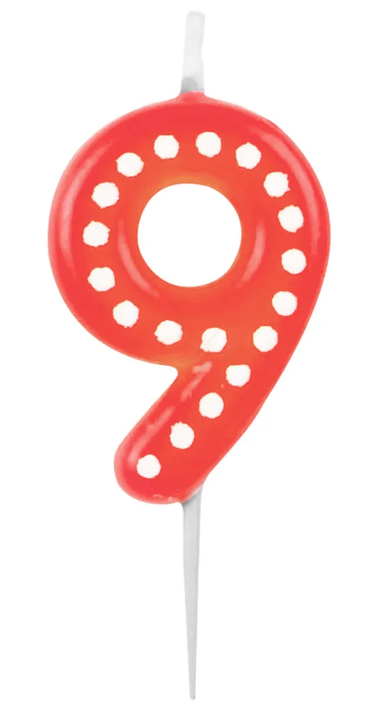 das-kost-mland-dekorationen-zahlenkerze-6-5cm-rot-nr-9-punkte image 1