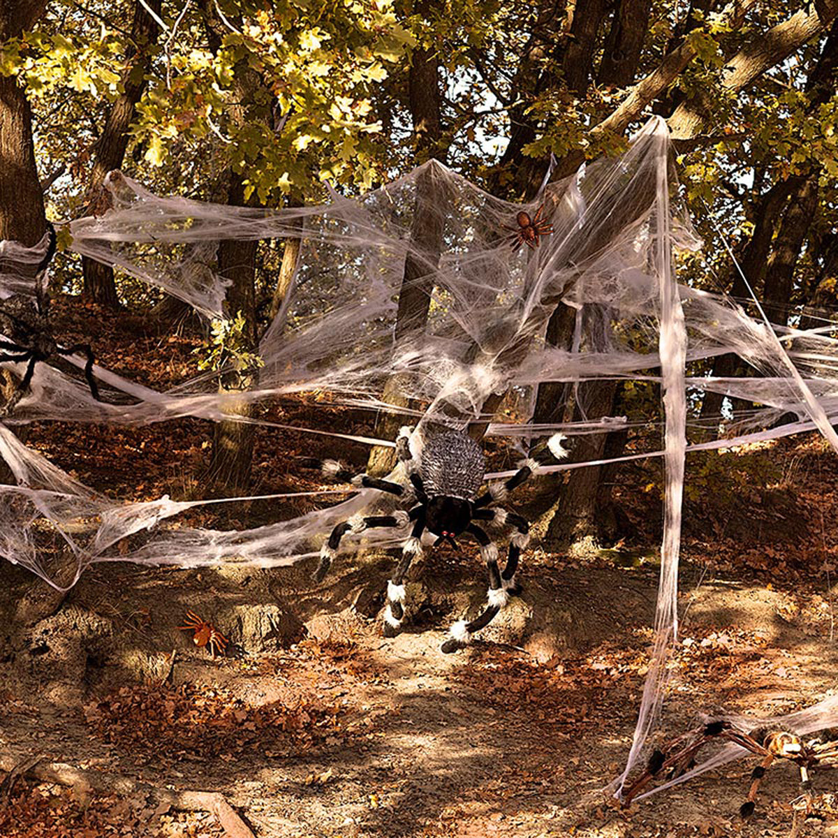 das-kost-mland-spinnweben-wei-mit-3-spinnen-20-g-halloween image 2