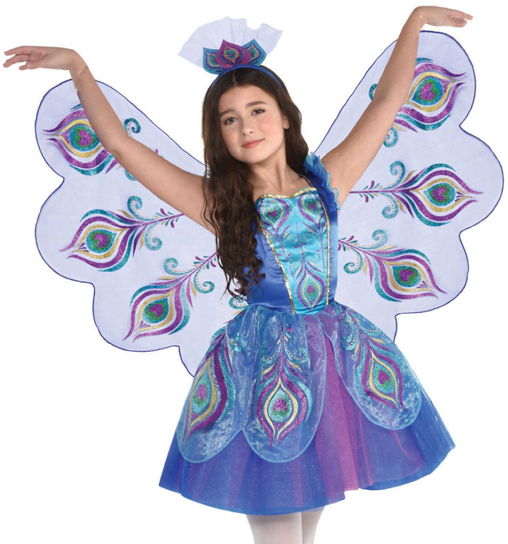 das-kost-mland-m-dchen-pretty-peacock-pfauen-kost-m-blau image 1