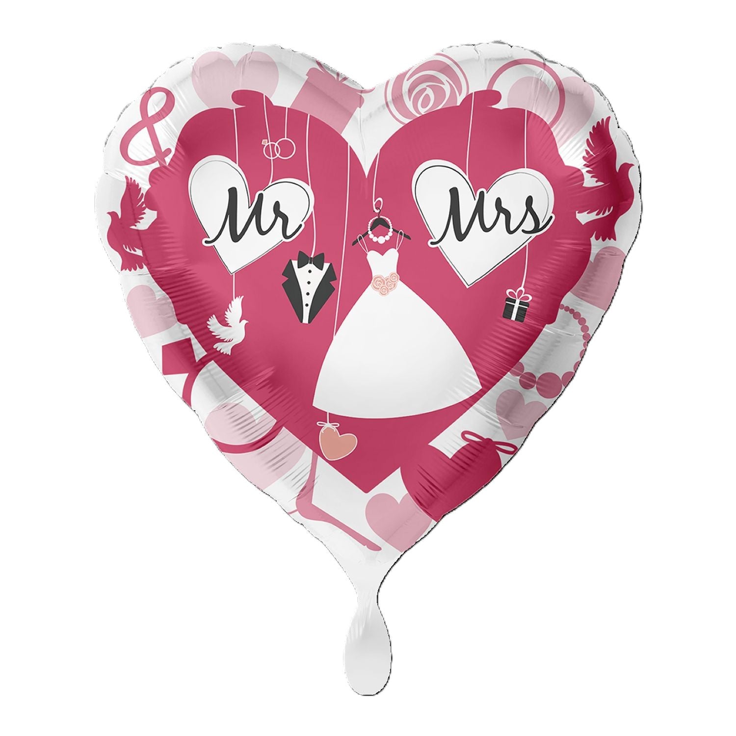 das-kost-mland-dekorationen-herz-folienballon-mr-mrs-43cm image 1