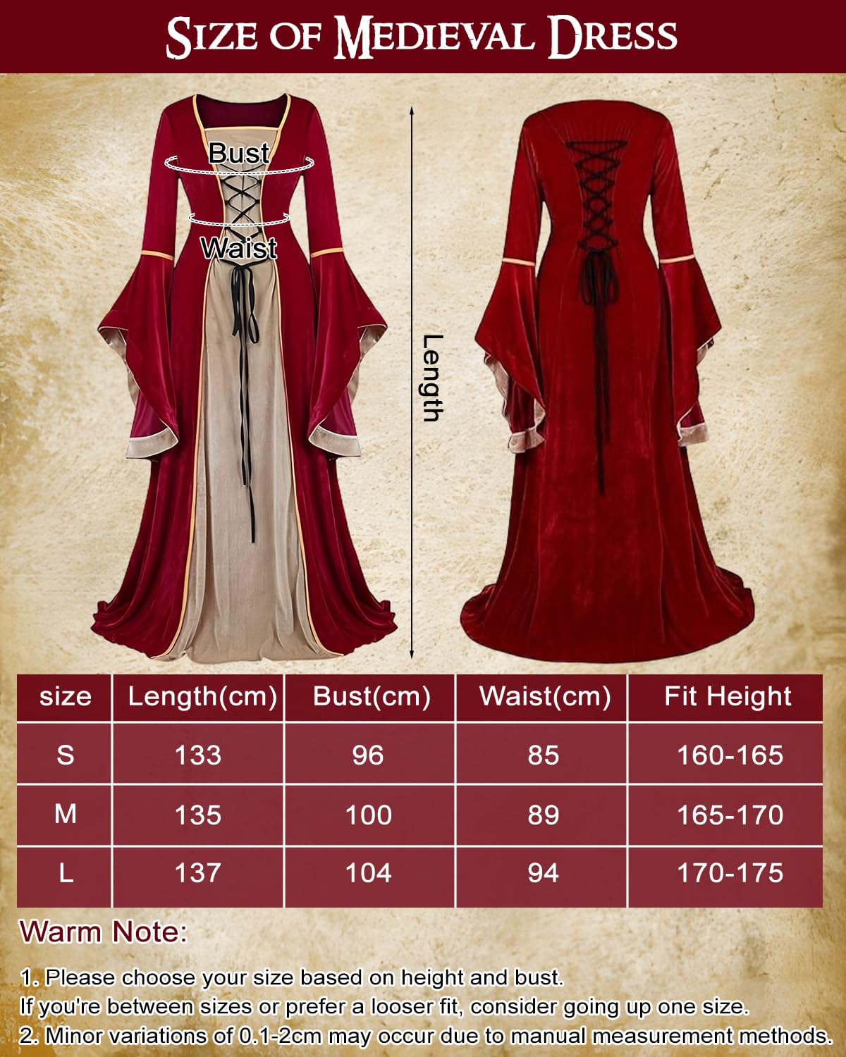 heitoyi-samtkleid-rot-mittelalter-kost-m-damen-samt image 5