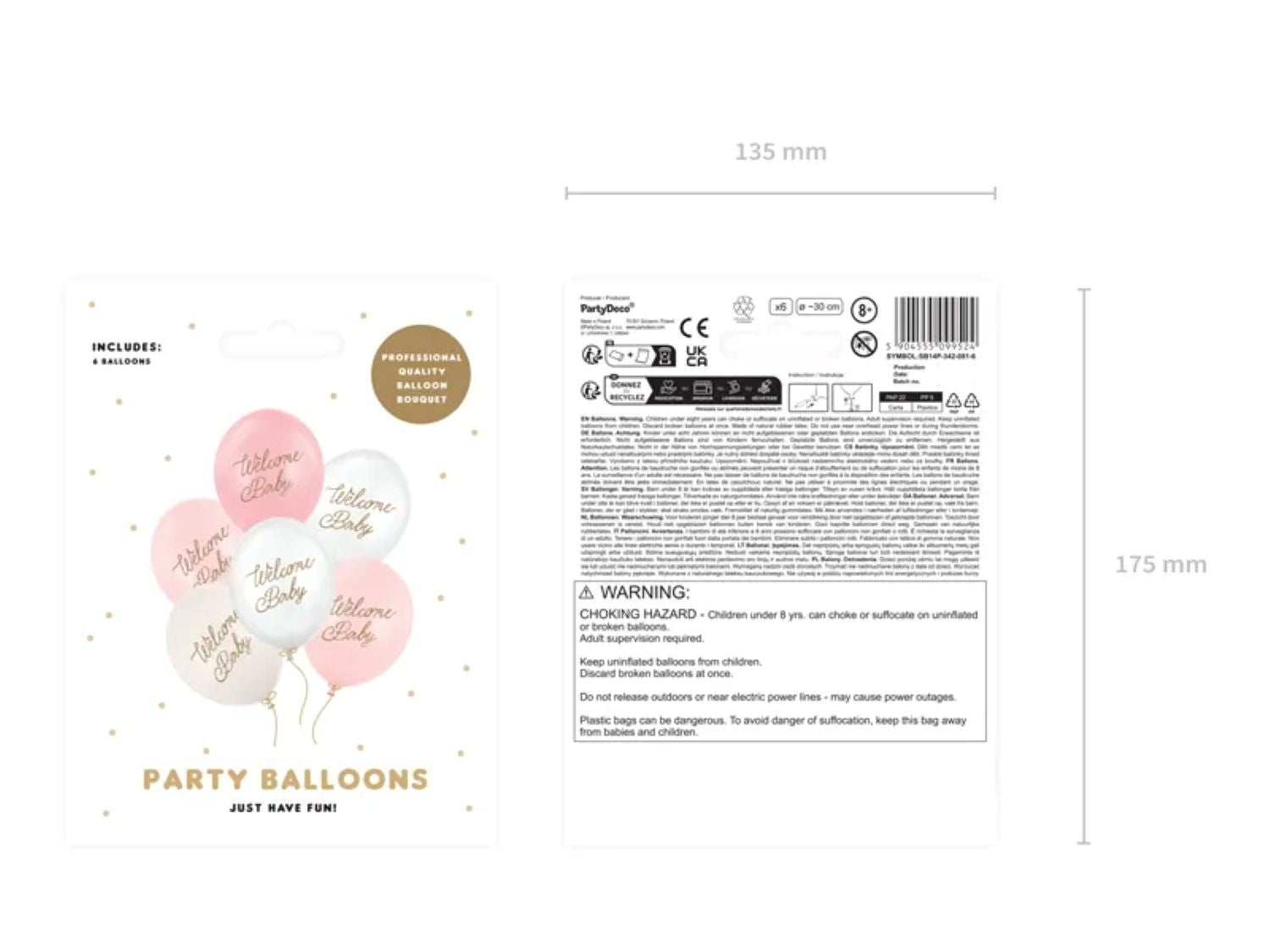 das-kost-mland-dekorationen-luftballon-welcome-baby-rosa-6er image 3