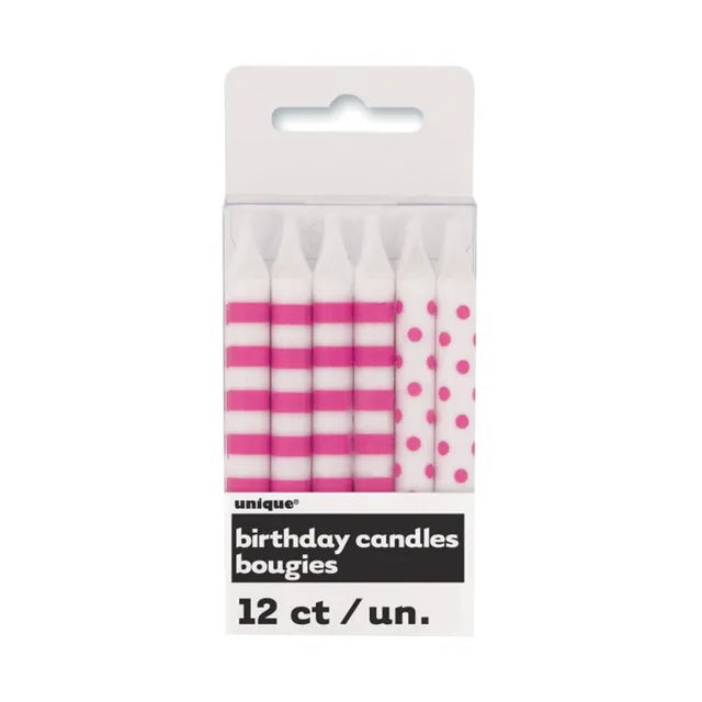 das-kost-mland-dekoration-kerzen-dots-stripes-pink-12-st-ck image 1