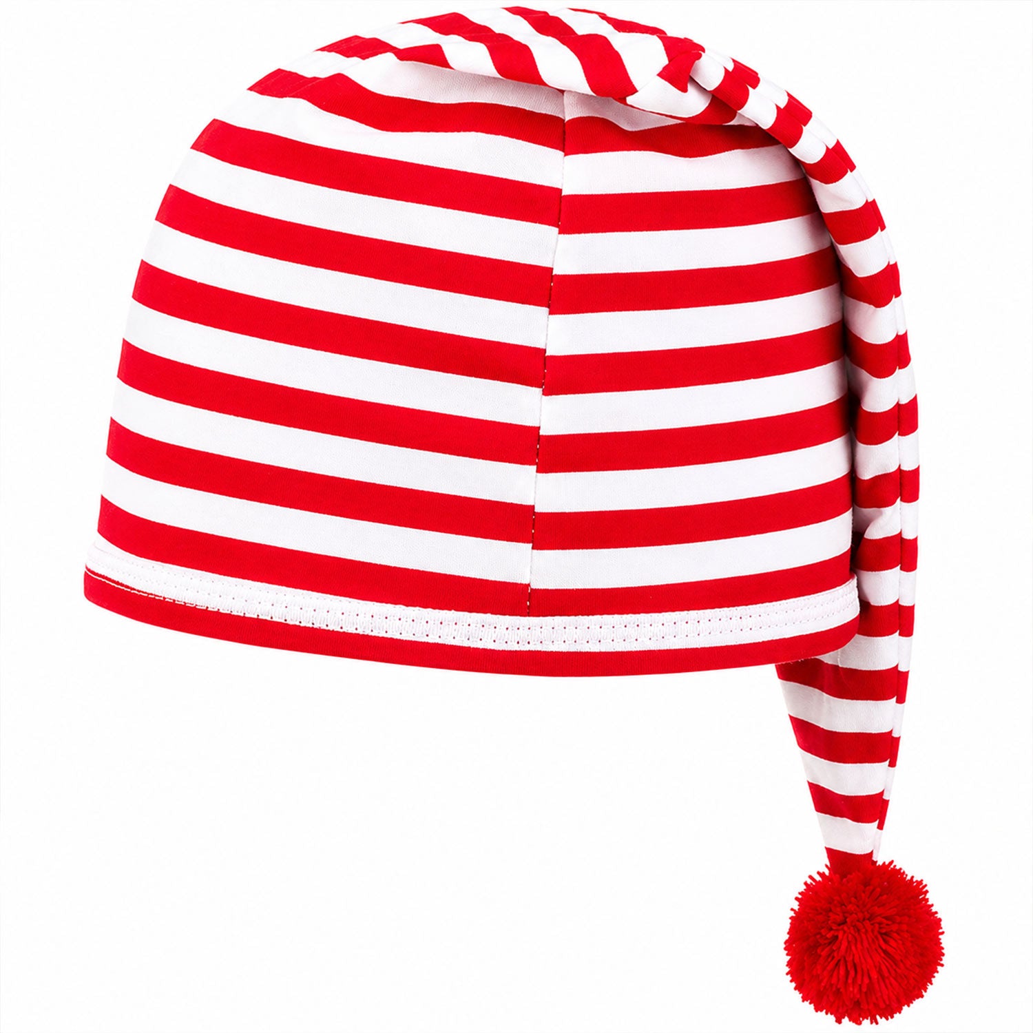 das-kost-mland-schlafm-tze-kinder-bommel-baumwolle-rot-wei image 1