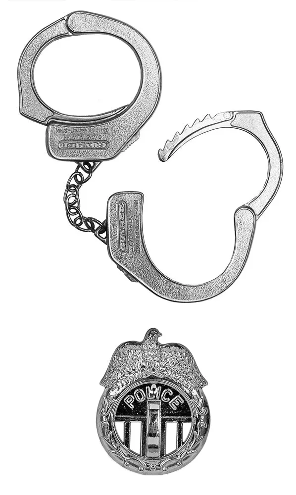 gonher-324-0-handschellen-abzeichen-polizei-set-silber image 1