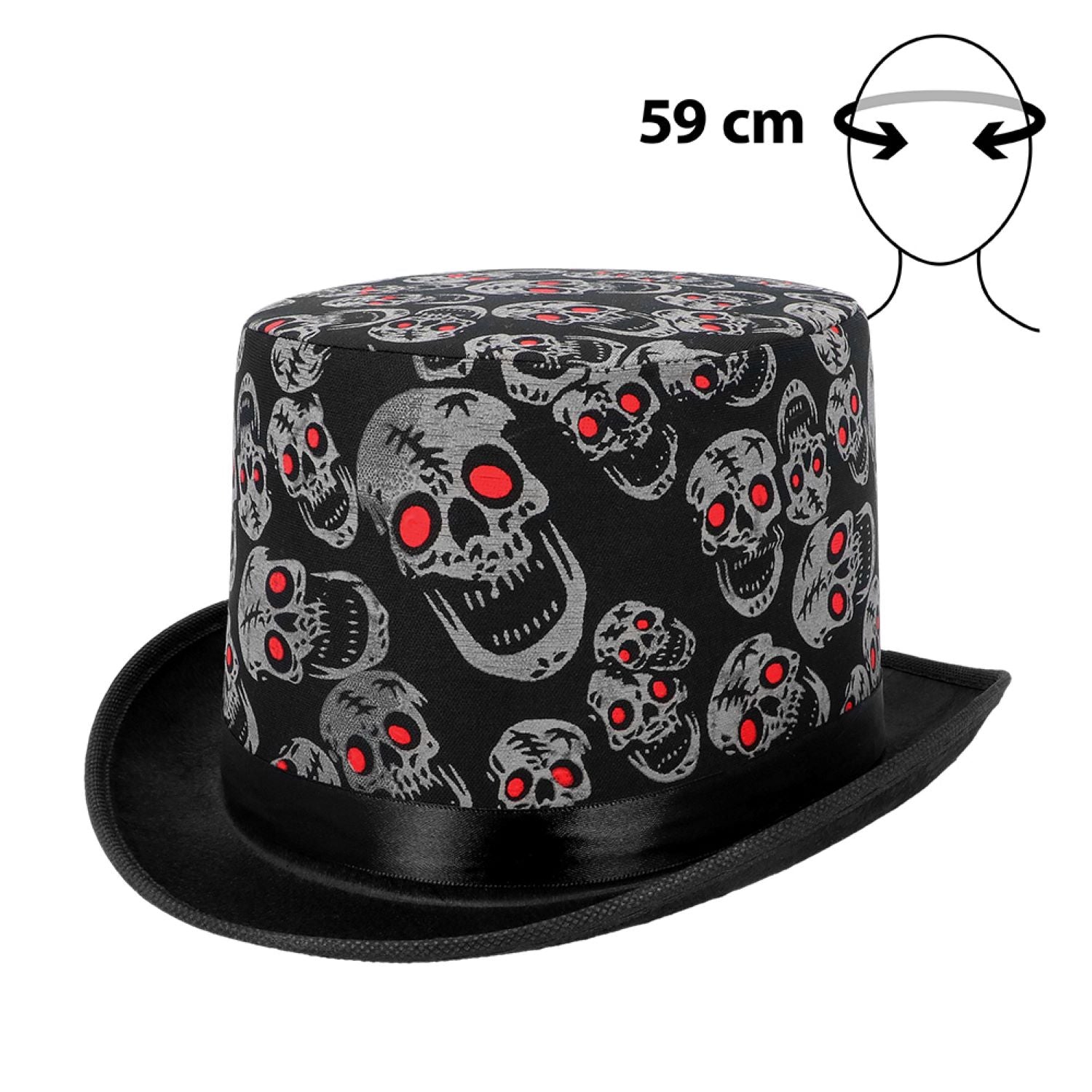 das-kost-mland-hut-zylinder-halloween-totenk-pfe-schwarz image 3
