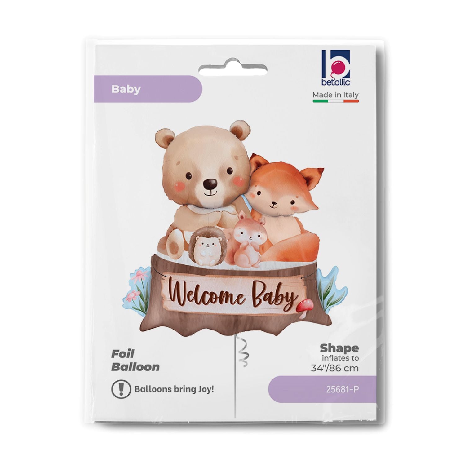 das-kost-mland-woodland-welcome-baby-shape-folienballon-86cm image 2