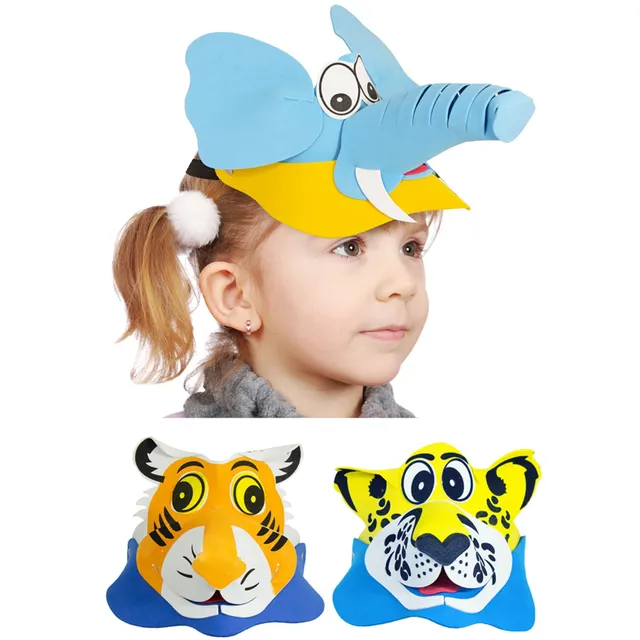 das-kost-mland-tier-kinderhut-schaumstoff-tiger-l-we-elefant image 1