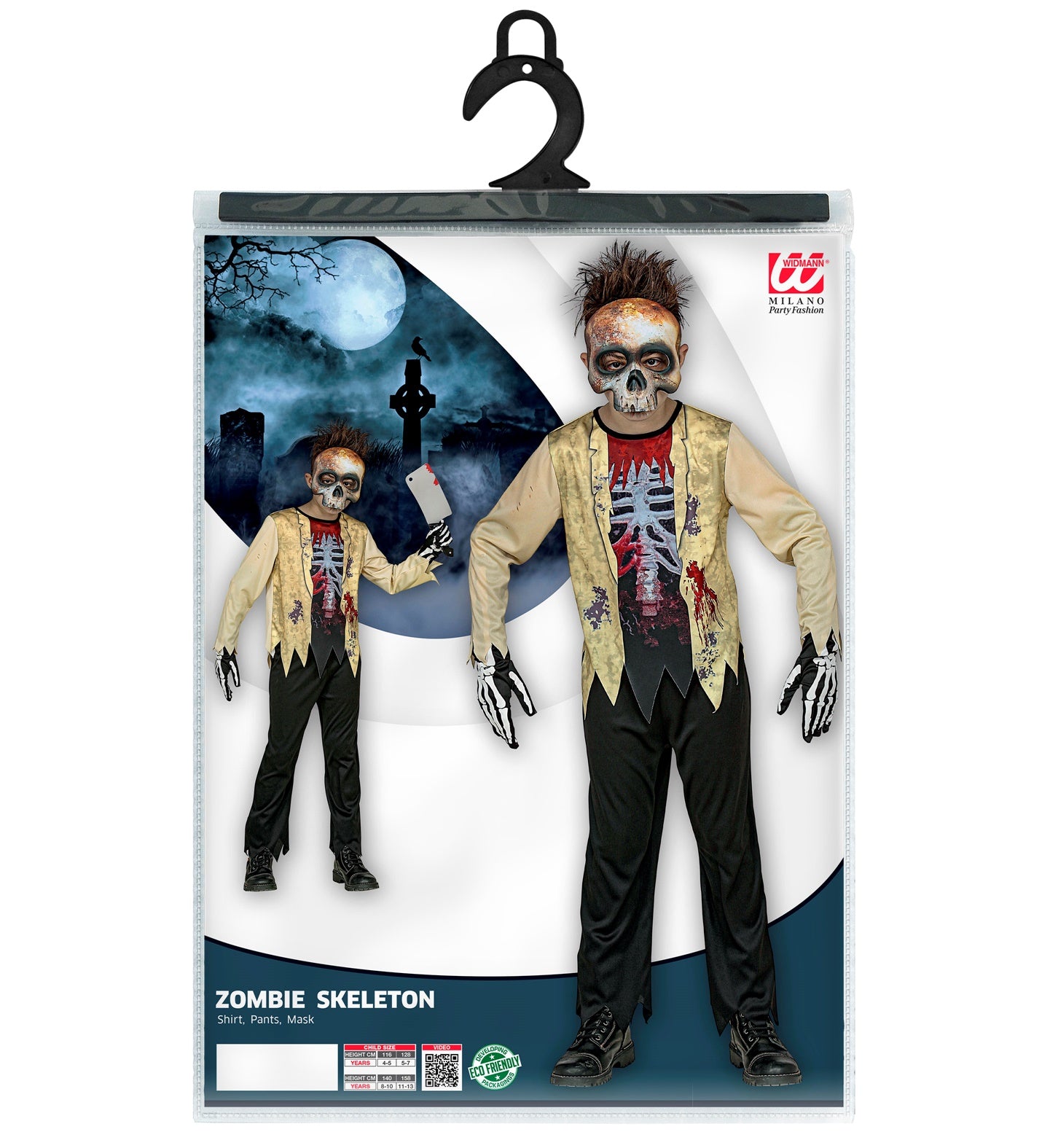 das-kost-mland-zombie-skelett-kinderkost-m-anzug-mit-maske image 3