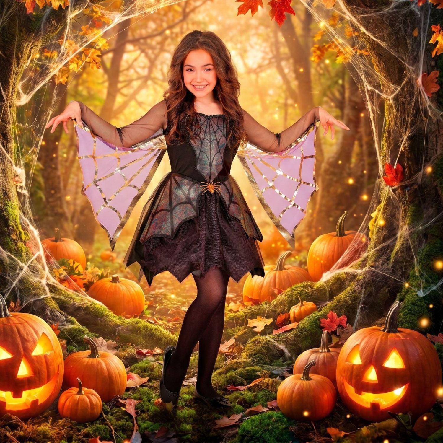 das-kost-mland-spinnenm-dchen-kost-m-kinder-kleid-schwarz image 7