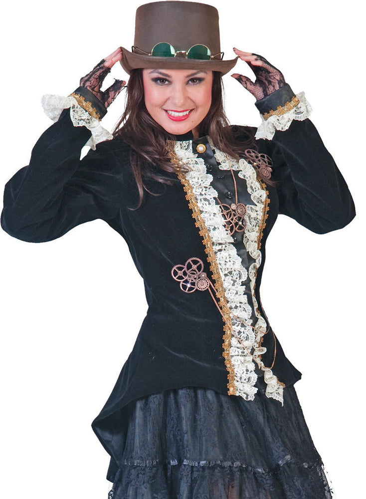 das-kost-mland-r-schen-jacke-schwarz-wei-samt-jackett-gr-36-38 image 3