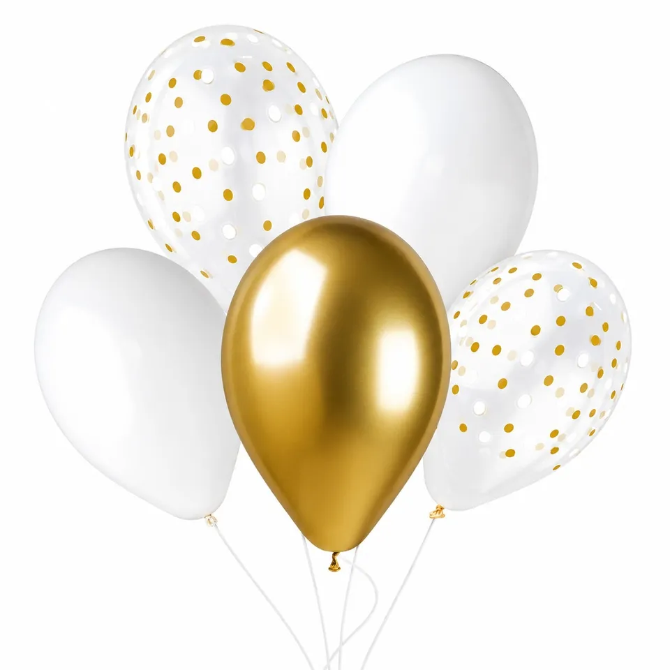 latexballons-golden-dots-wei-gold-33cm-5-st-ck image 1