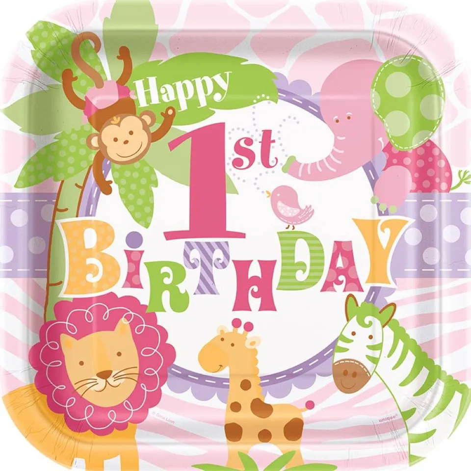 pappteller-1st-hb-safari-pink-23cm-8-stk-geburtstag image 1